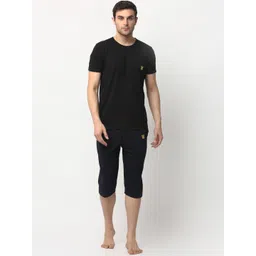 VIMAL JONNEY Men Black Solid Cotton Blend Tracksuit-image-43