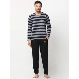 Vimal Jonney Men Black Striped Cotton Blend Track Suit-image-40