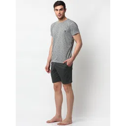 mack jonney VIMAL JONNEY Men Grey Melange & Black Printed Night suit image 4