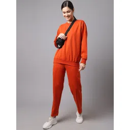 mack jonney VIMAL JONNEY Women Pack Of 2 Blue & Orange Solid Fleece Tracksuits image 3