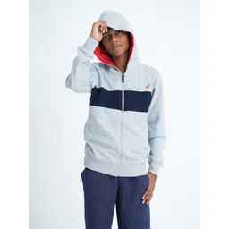 mackly Boys Grey Melange Colourblocked Hooded Sweatshirt-picture-49