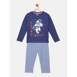 mackly Boys Navy Blue & White Printed Night suit-picture-16