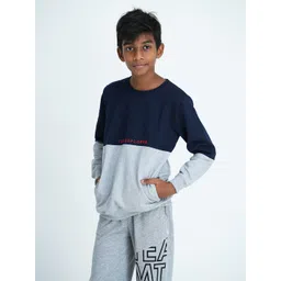 mackly Boys Navy Blue Colourblocked Round Neck Sweatshirt-picture-45