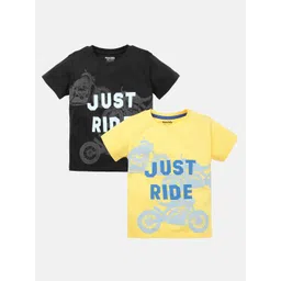 mackly Boys Pack Of 2 Typography Printed Cotton T-shirt-picture-16