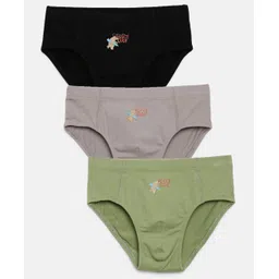 Mackly Boys Pack Of 3 Bear Printed Briefs - Black Grey & Olive Green-picture-28