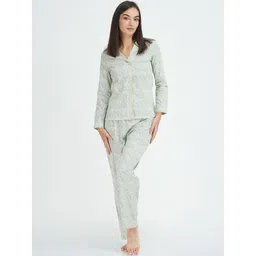 mackly Floral Printed Pure Cotton Shirt & Pyjamas Night suit-picture-28