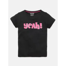 mackly Girls Black & Pink Typography Printed T-shirt-picture-34