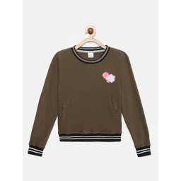 mackly Girls Olive Solid Sweatshirt-picture-31
