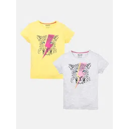 mackly Girls Pack Of 2 Graphic Printed Cotton T-shirt-picture-39