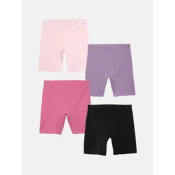 mackly Girls Pack Of 4 Polka Dots Printed Mid-Rise Regular Shorts-picture-17