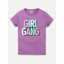mackly Girls Purple Typography Printed T-shirt-picture-31