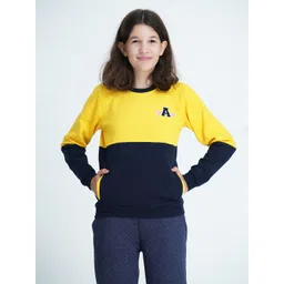 mackly Girls Yellow & Black Colourblocked Sweatshirt-picture-36