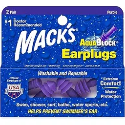 Mack's AquaBlock Swimming Earplugs - Comfortable, Waterproof, Reusable Silicone Ear Plugs for Swimming, Snorkeling, Showering, Surfing and Bathing-picture-34