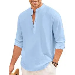 macsivo Men's Cotton Polyester Blend Solid Regular Fit Full Sleeve Short Kurta-picture-29