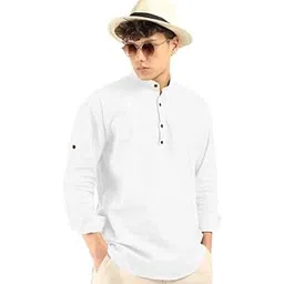 macsivo Men's Cotton Polyester Blend Solid Regular Fit Full Sleeve Short Kurta-picture-31