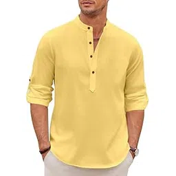 macsivo Men's Cotton Polyester Blend Solid Short Kurta with Mandarin Collared Full Sleeve Drawstring Stylish Straight Length | Kurta for Man-picture-36
