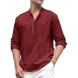 macsivo Men's Cotton Polyster Blend Solid Short Kurta with Mandarin Collar Full Sleeve Button Closure Curved Hem Regular Fit | Short Kurta for Man-picture-33