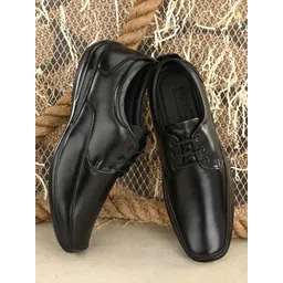 Mactree Men Black Solid Genuine Leather Formal Derbys-picture-12