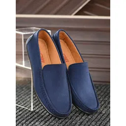 Mactree Men Navy Blue Suede Slip-On Sneakers-picture-29