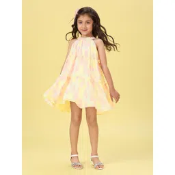 Macwin Floral Print Halter Neck Chiffon A-Line Dress-picture-20