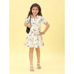 Macwin Girls Printed Short Sleeves Linen Shirt With Skirt-picture-23