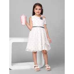 Macwin Polka Dot Print Cold-Shoulder Fit & Flare Dress-picture-36