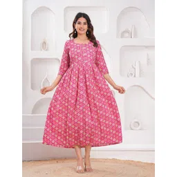 mad fury Floral Print Maternity Fit And Flare Midi Dress-picture-26