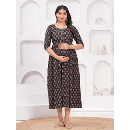 mad fury Women Floral Printed A-Line Midi Dress-picture-34