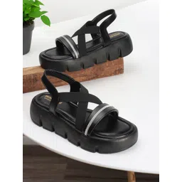 madam glorious Textured Open Toe Flatform Heels-picture-29