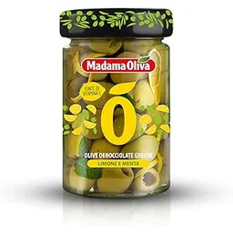 Madama Oliva Greek Pitted Green Olives 300g, Halkidiki Variety, Lemon and Mint Flavour, Castelvetrano Processing, Packed in Brine, Fresh and Aromatic Flavor-picture-11