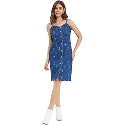madame Blue Denim Dress for Women in Cotton image 1