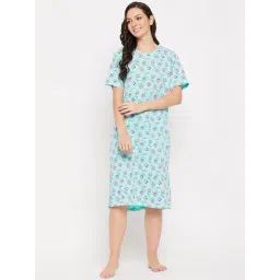 Madame M Secret Aqua Graphic Regular Fit Nightsuit-picture-10