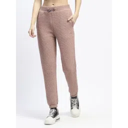 MADAME M Secret Beige Regular Fit Checks Joggers-picture-25