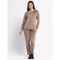 MADAME M Secret Brown Embroidered Night Suit-picture-19