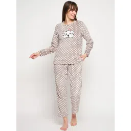 MADAME M Secret Light Brown Graphic Print Sweatshirt With Pyjamas-picture-42