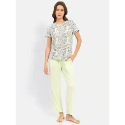 MADAME M Secret Lime Green Printed T-Shirt With Pyjamas-picture-28