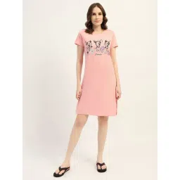 Madame M Secret Peach Cotton Printed Night Suit-picture-23