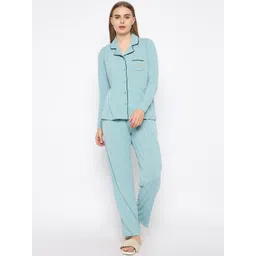 MADAME M SECRET Women Lapel Collar Night suit-picture-31