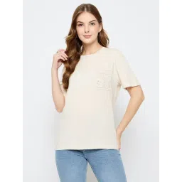 Madame Beige Cotton Regular Fit Embroidered Top-picture-28