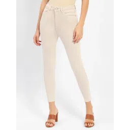 MADAME Beige Cotton Skinny Fit Mid Rise Jeans-picture-32