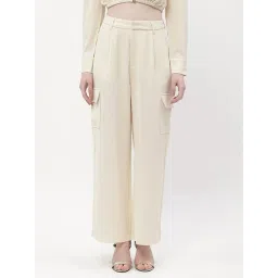 MADAME Beige Regular Fit Mid Rise Cargos-picture-32