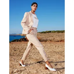 MADAME Beige Regular Fit Mid Rise Trousers-picture-35