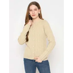 MADAME Beige Self Cardigan-picture-14