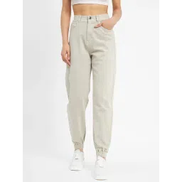 MADAME Beige Super Skinny Fit Mid rise Joggers-picture-23