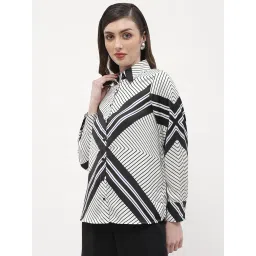 MADAME Black & White Printed Shirt image 3