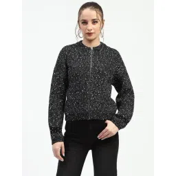 MADAME Black & White Self Design Sweater-picture-20