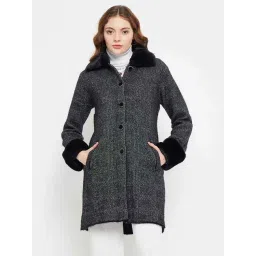 MADAME Black Chequered Long Cardigan-image-32