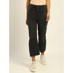 Madame Black Cotton Boyfriend Solid Jeans-picture-23