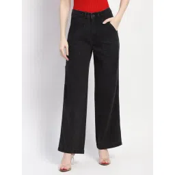 MADAME Black Cotton Relaxed Fit Mid Rise Jeans-picture-44