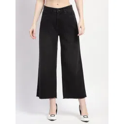 MADAME Black Cotton Relaxed Fit Mid Rise Jeans-picture-20